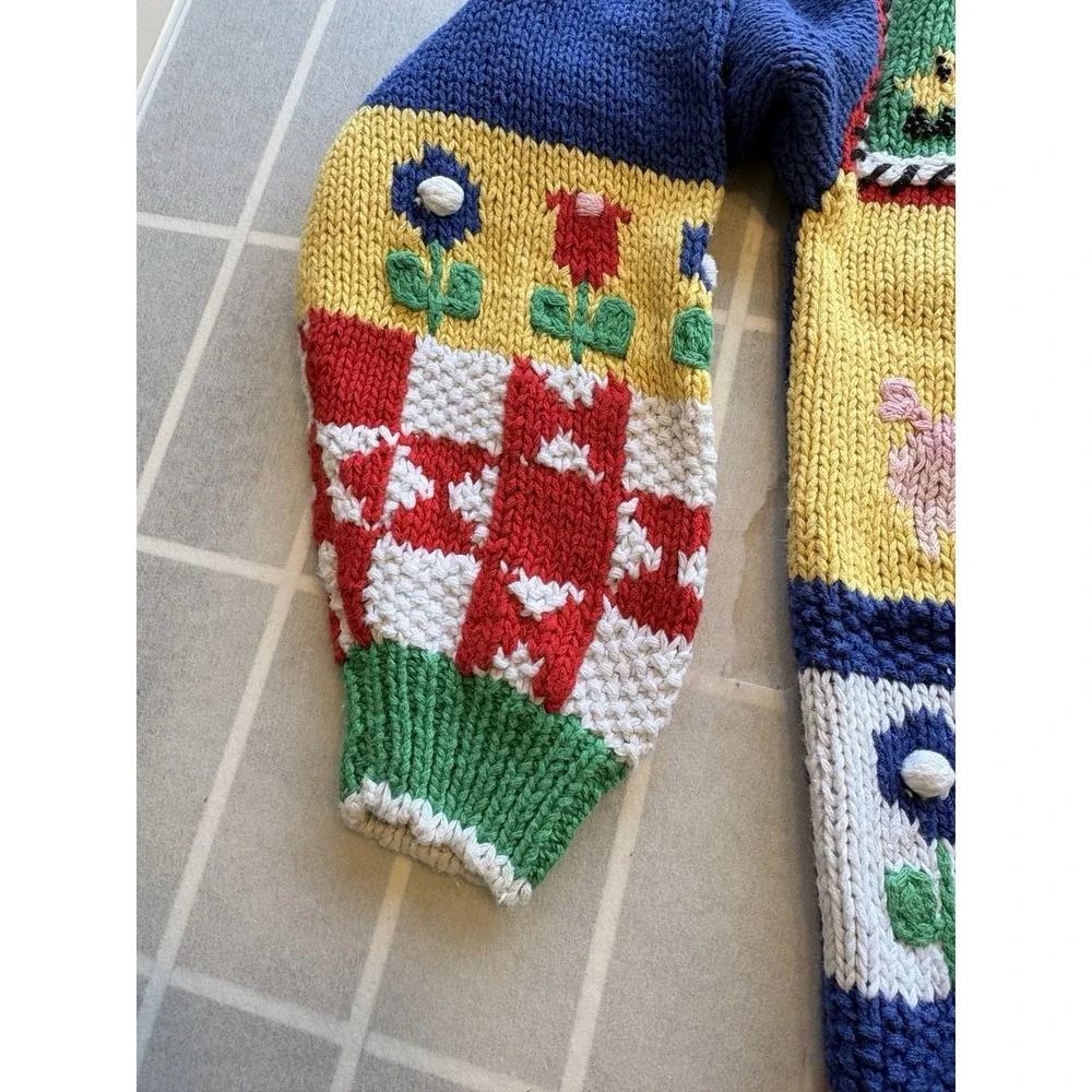 NWT Vintage Tacky Novelty Teacher Farm Pig Cow Cardigan BellePointe Granny SzM